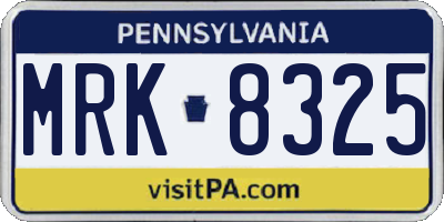 PA license plate MRK8325