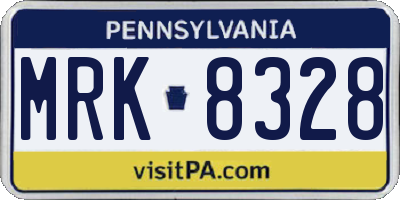 PA license plate MRK8328