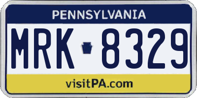 PA license plate MRK8329