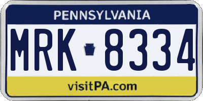 PA license plate MRK8334