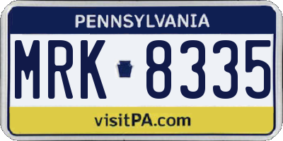 PA license plate MRK8335