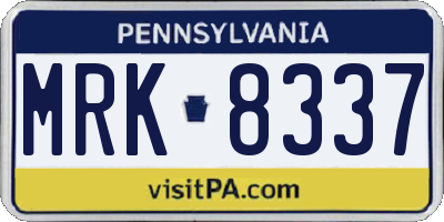 PA license plate MRK8337