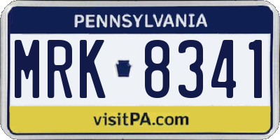 PA license plate MRK8341