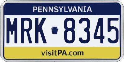 PA license plate MRK8345