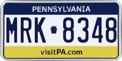 PA license plate MRK8348
