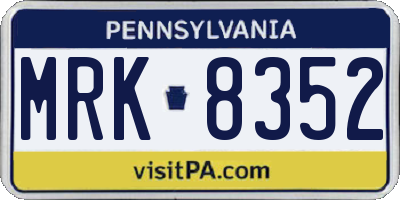 PA license plate MRK8352