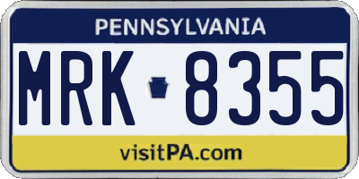 PA license plate MRK8355