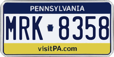 PA license plate MRK8358