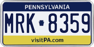 PA license plate MRK8359