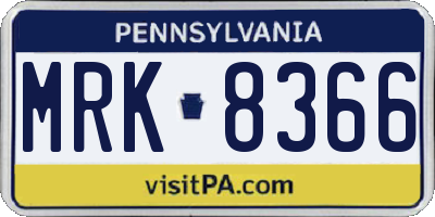 PA license plate MRK8366
