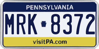 PA license plate MRK8372