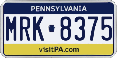 PA license plate MRK8375
