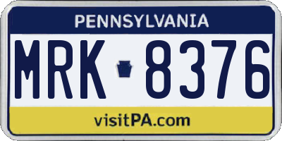 PA license plate MRK8376