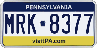 PA license plate MRK8377