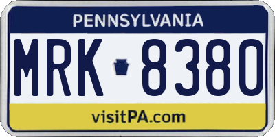 PA license plate MRK8380