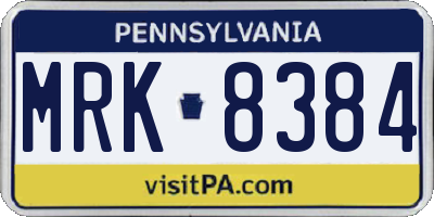 PA license plate MRK8384