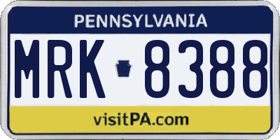 PA license plate MRK8388