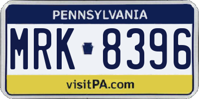 PA license plate MRK8396