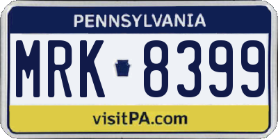 PA license plate MRK8399
