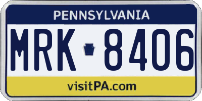 PA license plate MRK8406