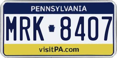 PA license plate MRK8407