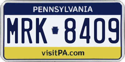 PA license plate MRK8409