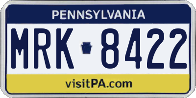 PA license plate MRK8422