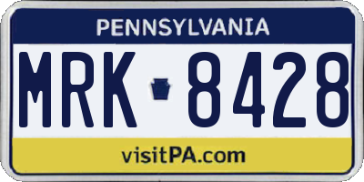 PA license plate MRK8428