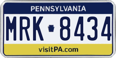 PA license plate MRK8434