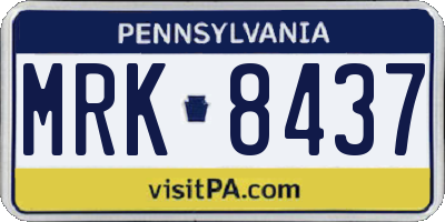 PA license plate MRK8437