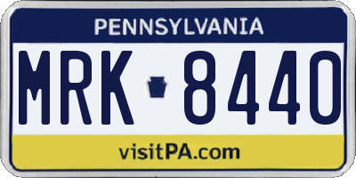 PA license plate MRK8440