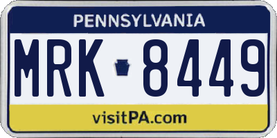 PA license plate MRK8449