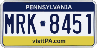 PA license plate MRK8451