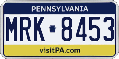 PA license plate MRK8453