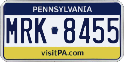 PA license plate MRK8455