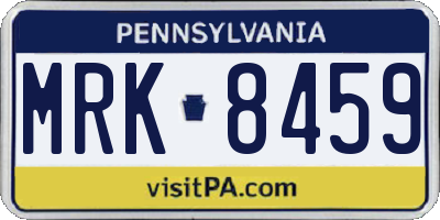 PA license plate MRK8459