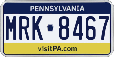 PA license plate MRK8467