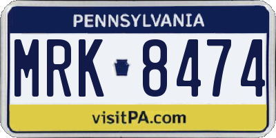PA license plate MRK8474