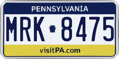 PA license plate MRK8475