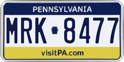 PA license plate MRK8477