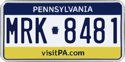 PA license plate MRK8481