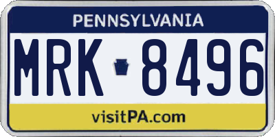 PA license plate MRK8496