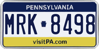 PA license plate MRK8498