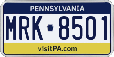 PA license plate MRK8501