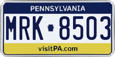 PA license plate MRK8503
