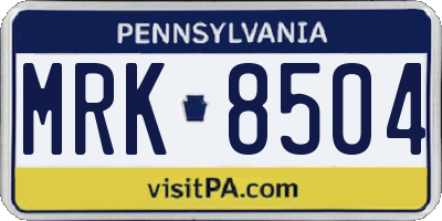 PA license plate MRK8504