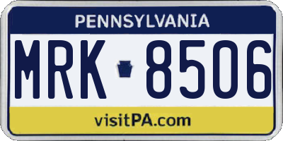 PA license plate MRK8506