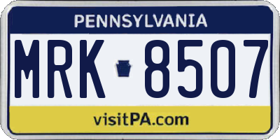 PA license plate MRK8507