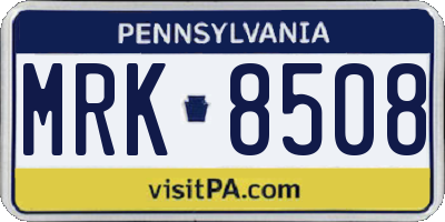 PA license plate MRK8508