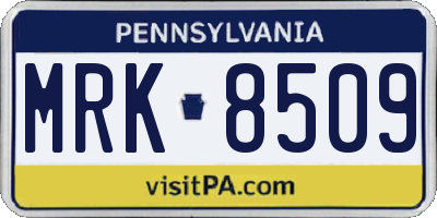 PA license plate MRK8509